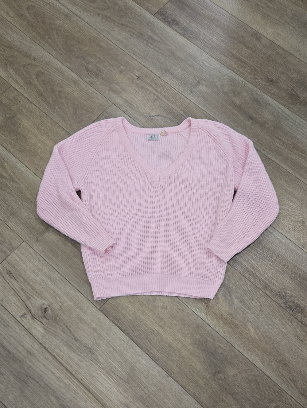 Retro 80s Classic V-Neck Knit Preppy Ralphcore Sweater - Light Pink